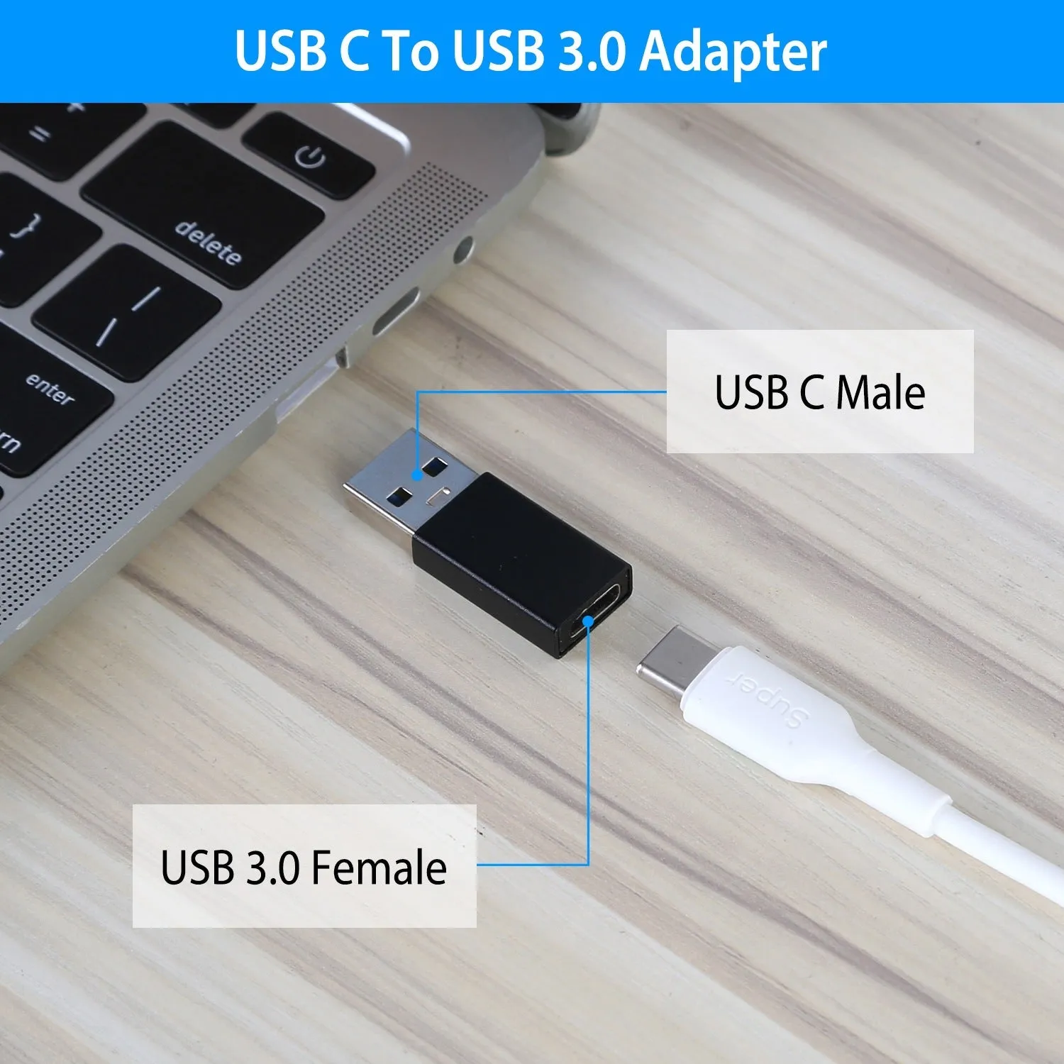 3-Packs: USB Type-C Male to USB A 3.0 OTG Male Port Converter