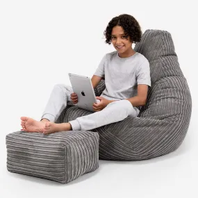 Children's Gaming Bean Bag Chair 6-14 yr - Cord Graphite Grey