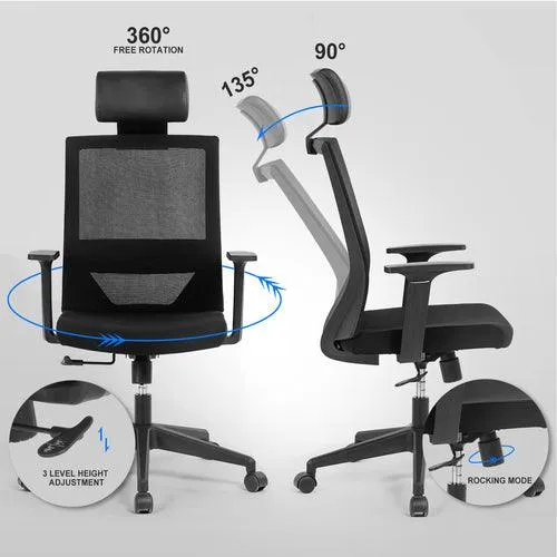 Ergonomic office chair mesh computer chair - High Back Desk Chair with Adjustable Lumbar Support, PP fixed handrail
