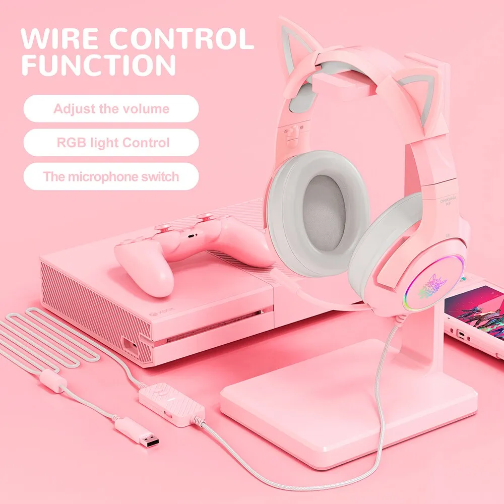 Pink Cat Ears Gaming Headset